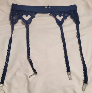 Navy Blue Garter Belt with Heart Lace